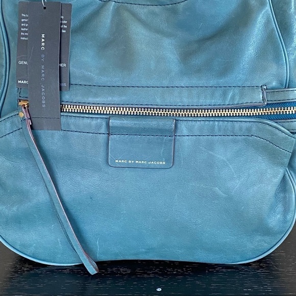 NWT Marc Jacobs Moto Purse Hopper Green Italian Leather Handbag NEW $498 Large - Picture 2 of 14